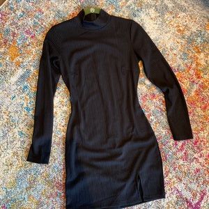 Princess Polly Black Ribbed Bodycon Mini Dress